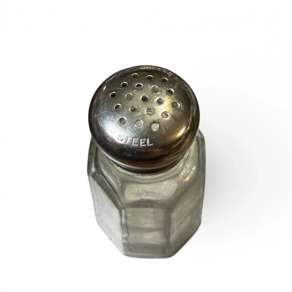 Vintage Glass Salt Shaker‎ with Stainless Steel Lid